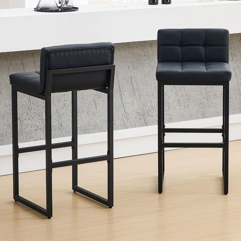 FIRAVOE Bar Height Bar Stools Set of 2, Modern Tall Counter Stool, Faux Leath...