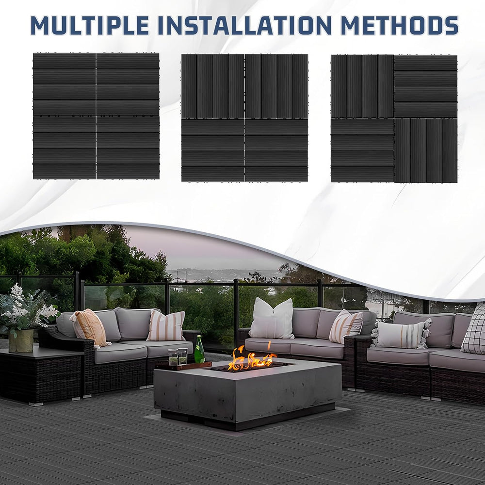 60 Pack Plastic Interlocking Deck Tiles, 60 sq. ft Patio Deck Tile, 12"x...