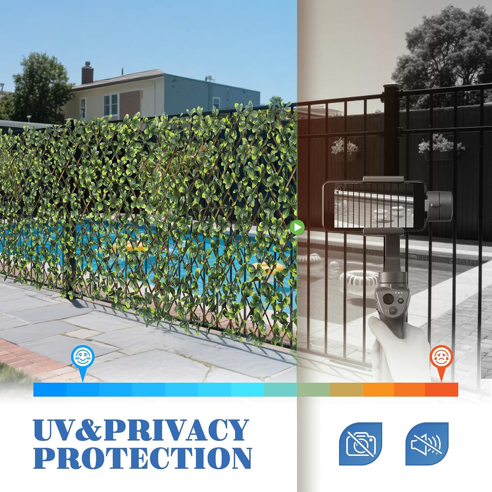 ECOOPTS Stretchable Artificial Buxus Leaf Faux Ivy Privacy Fence Screen, Expa...