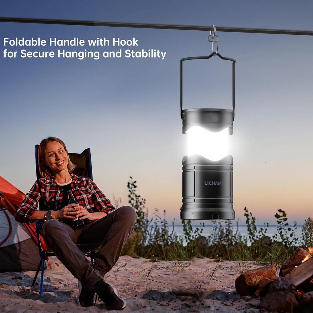 Lichamp 4-Pack Solar Camping Lantern, USB Rechargeable LED Lanterns Battery P...