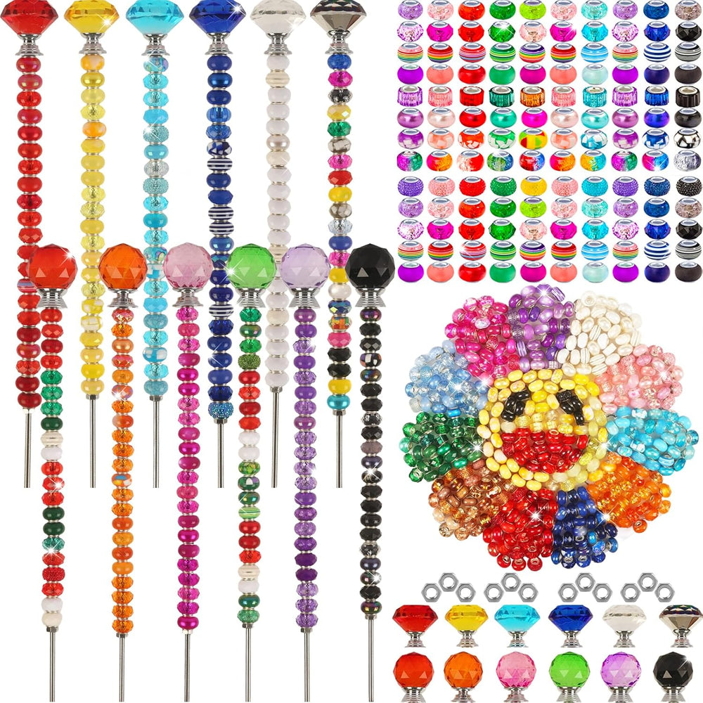 300 Pcs Garden Stakes Diy Fairy Wand Garden Stakes Kit, Colorful Large Hole B...