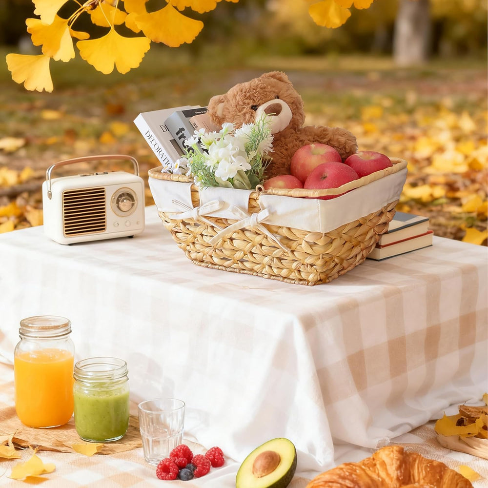 GYASVWU Wicker Picnic Baskets with Handles, Water Hyacinth Basket for Picnic,...