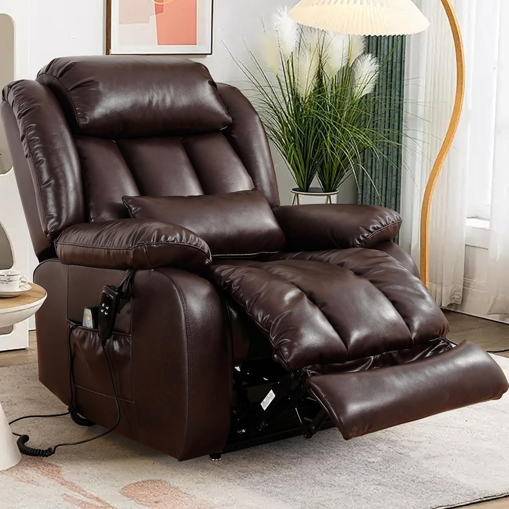 EDILLY X Large Genuine Leather Power Lift Recliner Chairs for Elderly