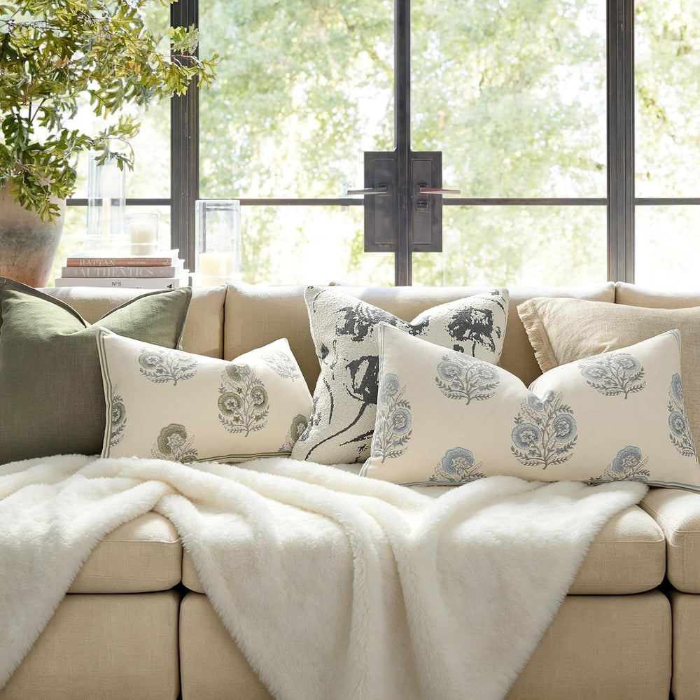 Vintage Floral 20x54 Lumbar Pillow Cover for Bed Pack of 1, Double-Sided Bota...