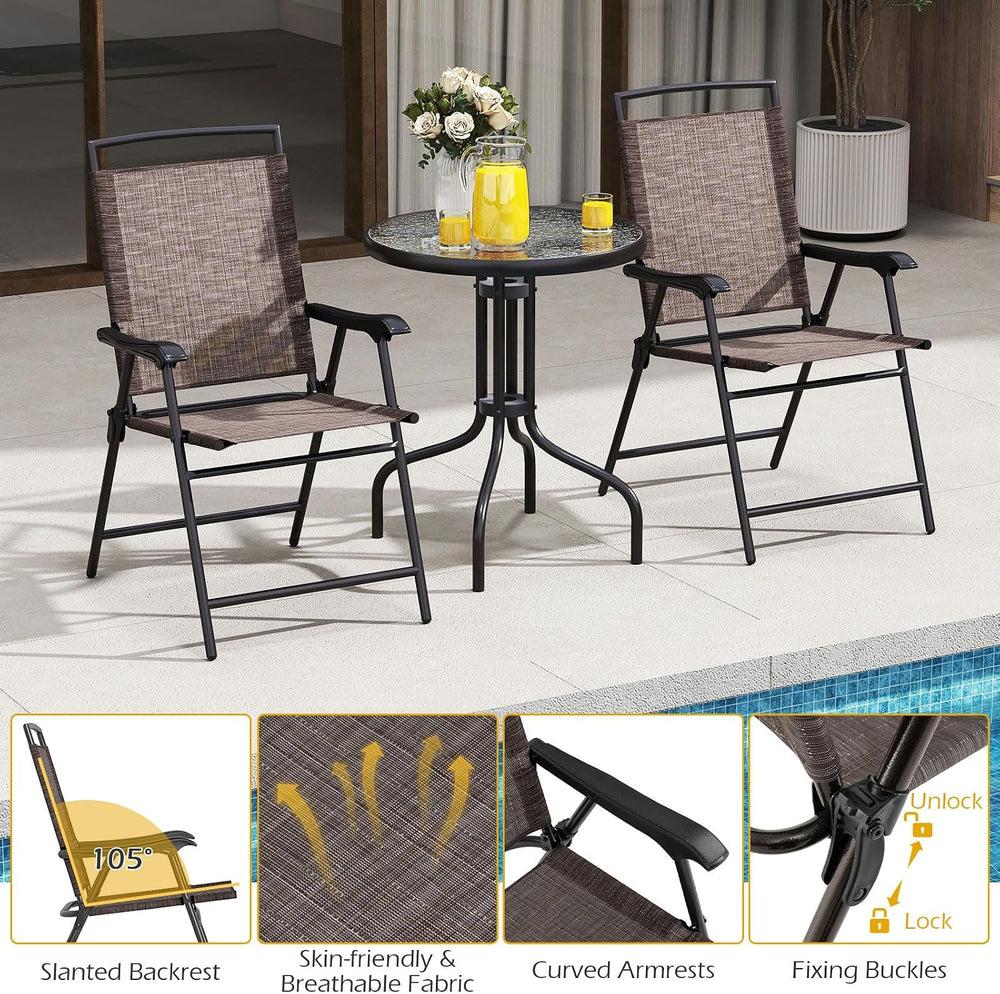 Goplus Bistro Table and Chairs Set of 2, Outdoor 3 Piece Patio Bistro Set wit...
