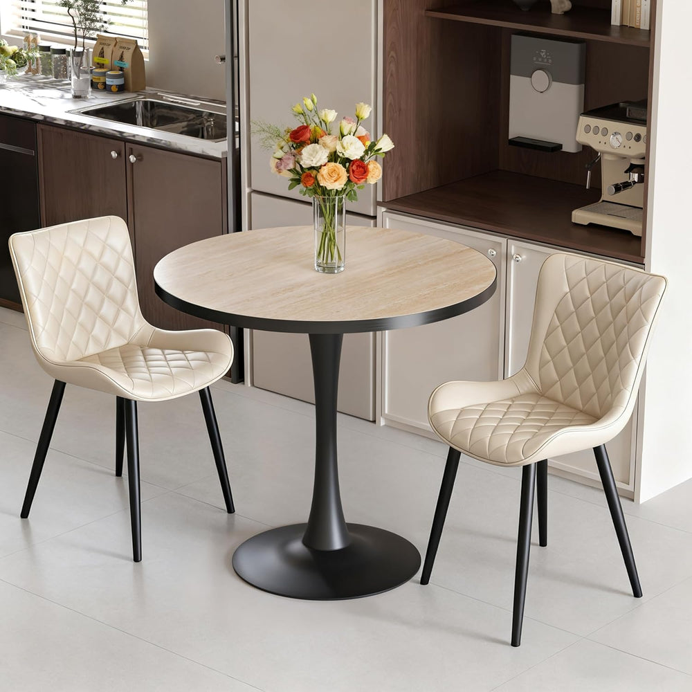 Wisfor Sintered Stone Dining Coffee Table - 30" Round Stone Dining Table...
