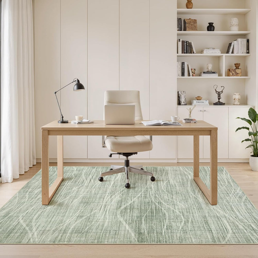 WITSHOCK 8x10 Area Rugs for Living Room: Green Rug Washable Modern Carpet