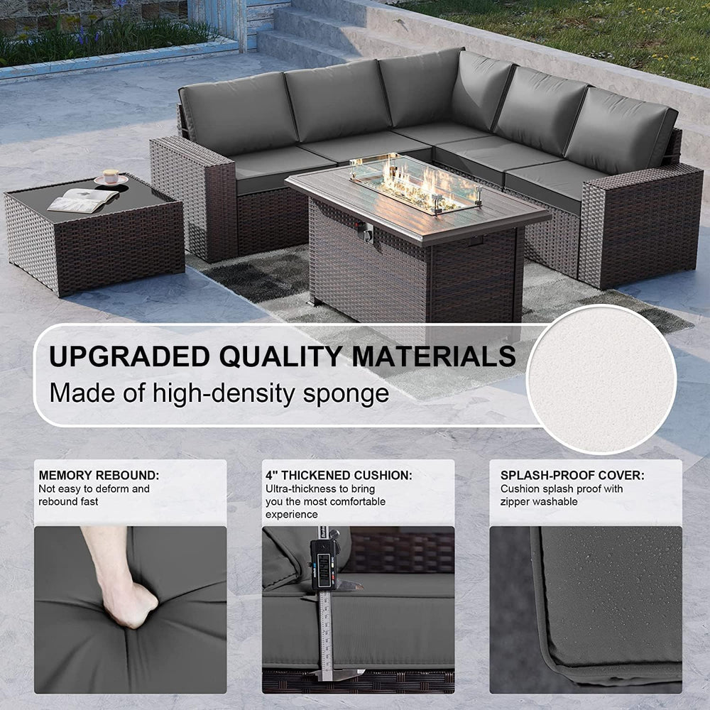 Kullavik 10 Piece Outdoor Patio Furniture Set with Fire Pit & Swivel Chairs
