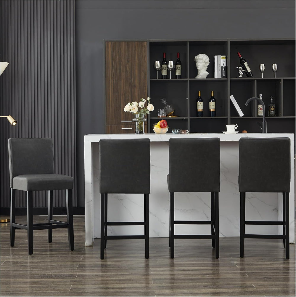 Bar Stools Set of 2, 26'' Counter Height Bar Stools, Black
