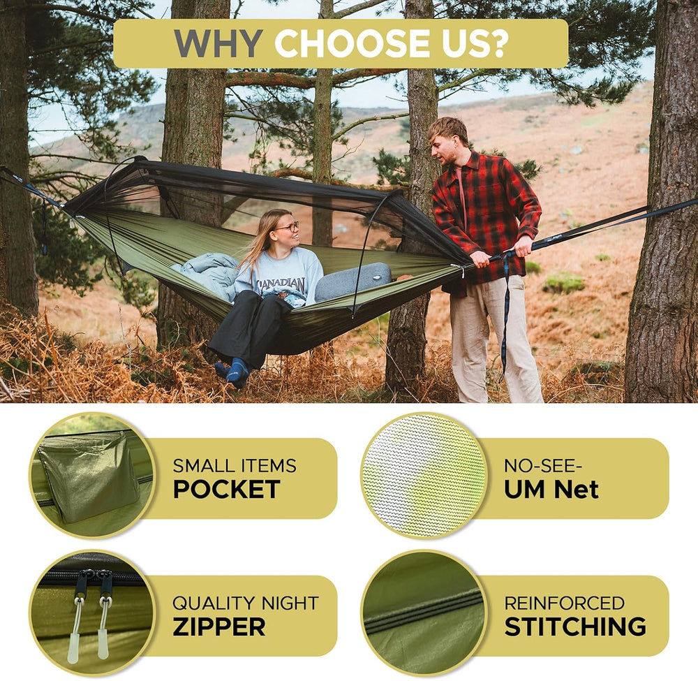 Sunyear Camping Hammock Tent - Portable Hammocks with Mosquito Net (Single/Do...