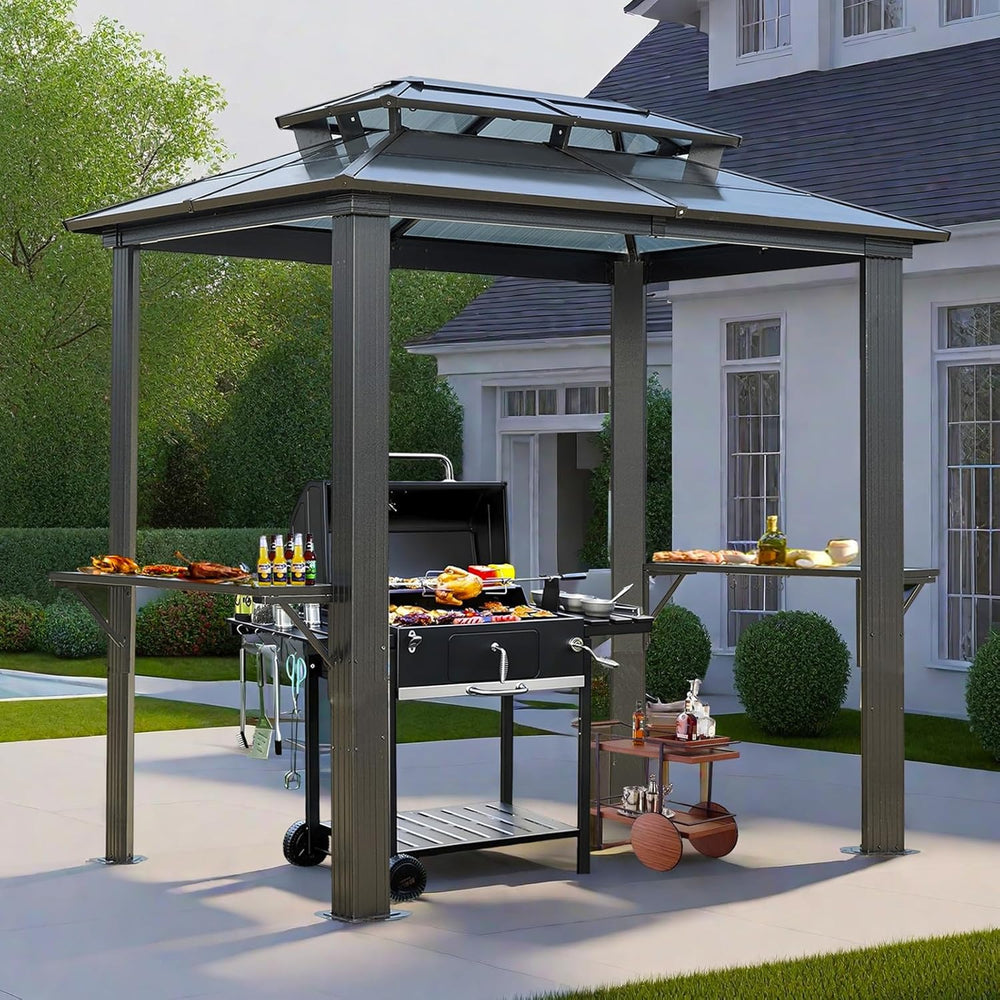 Endark 8'x5' Grill Hardtop Polycarbonate Gazebo with Double Roof, Alu...