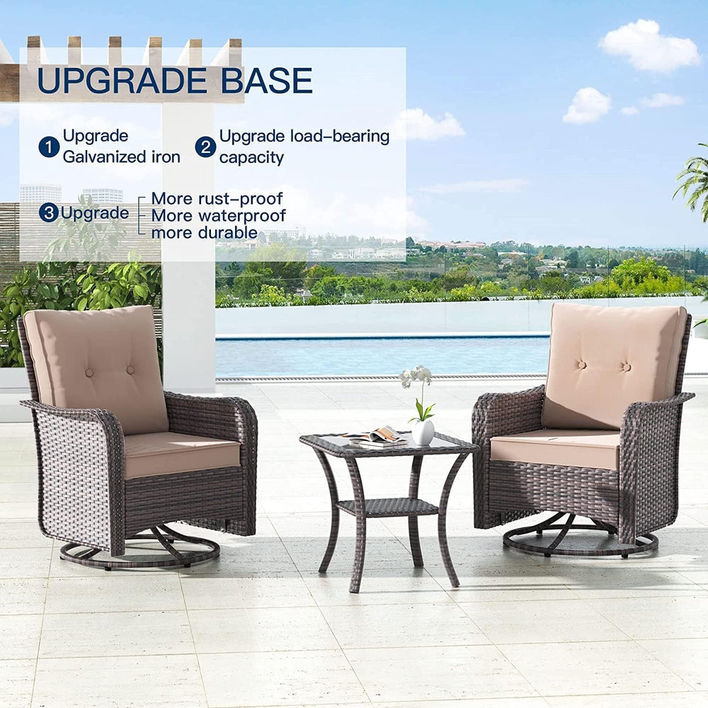 Kullavik 9 Piece Outdoor Wicker Patio Furniture Set with Swivel Chairs