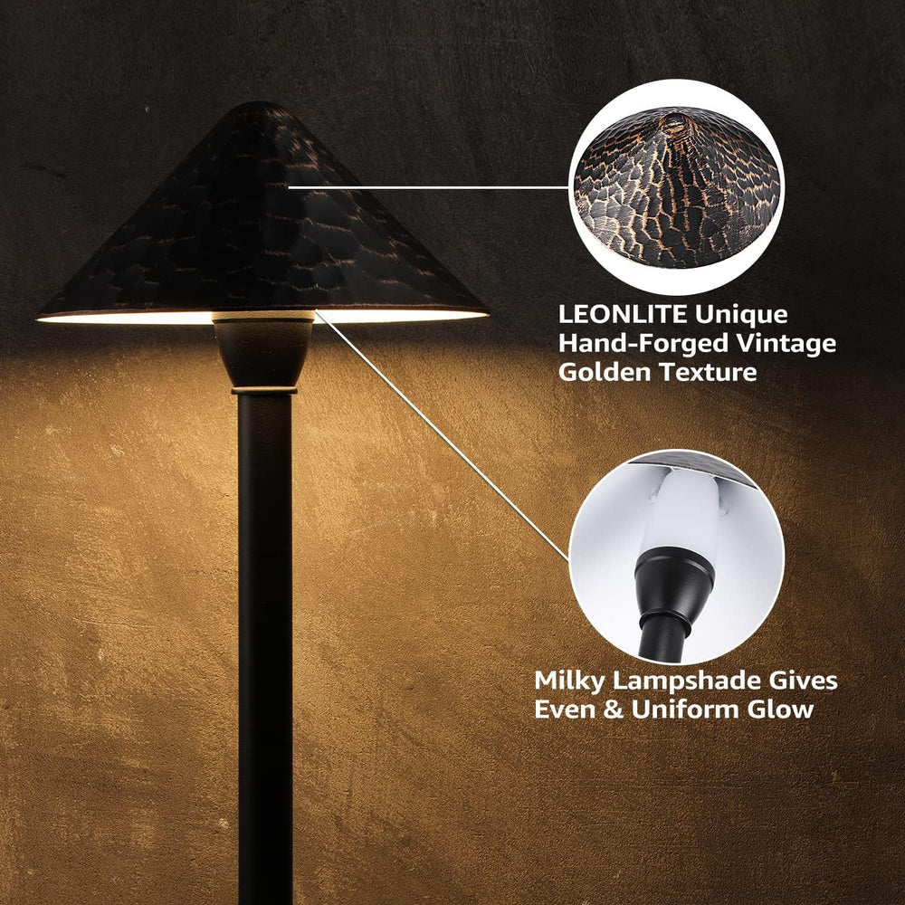 LEONLITE 4-Pack 3000K Low Voltage LED Path Light Vintage Golden Texture