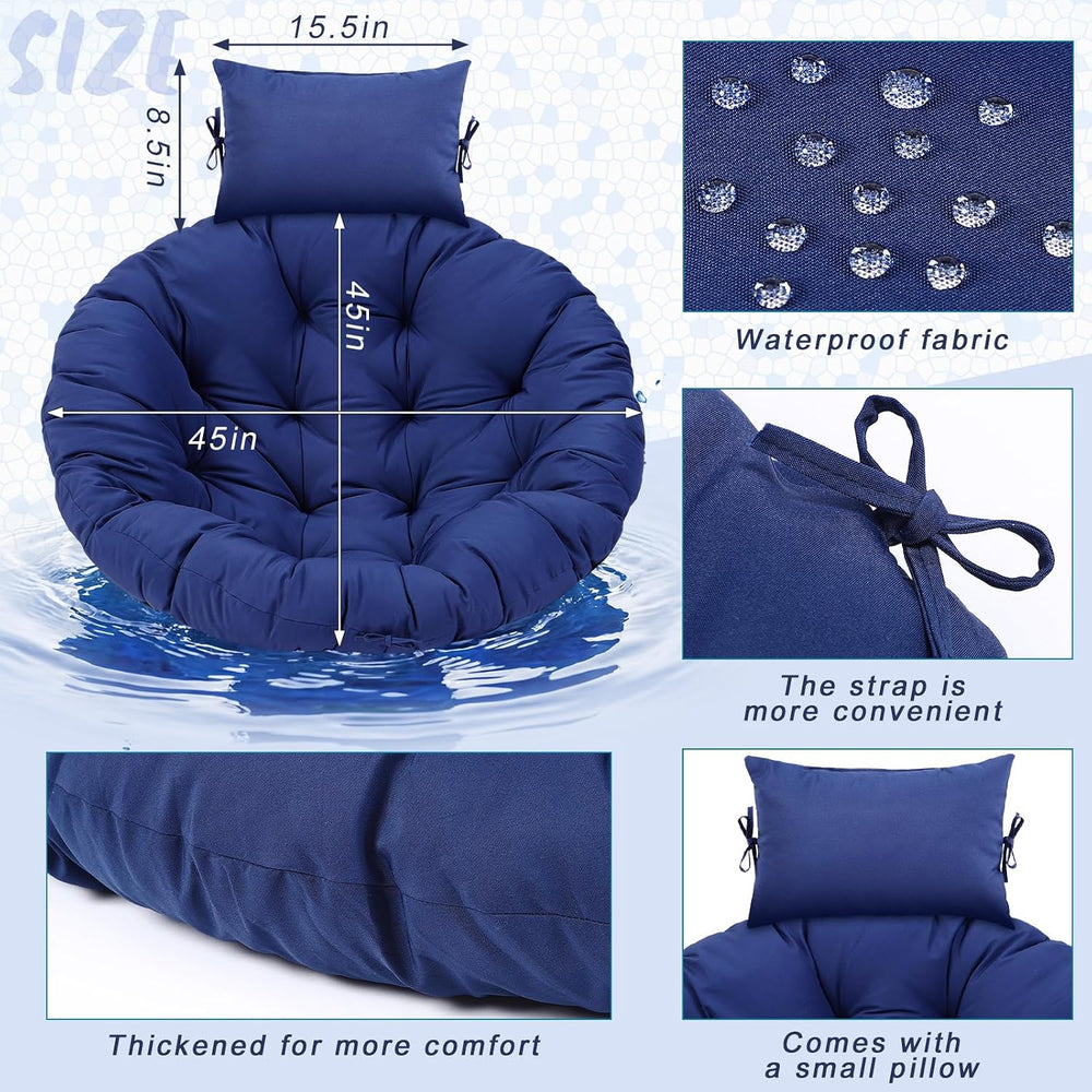 Tudomro Navy Blue Egg Chair Cushion Hanging Basket Chair Replacement 45x45 Ha...