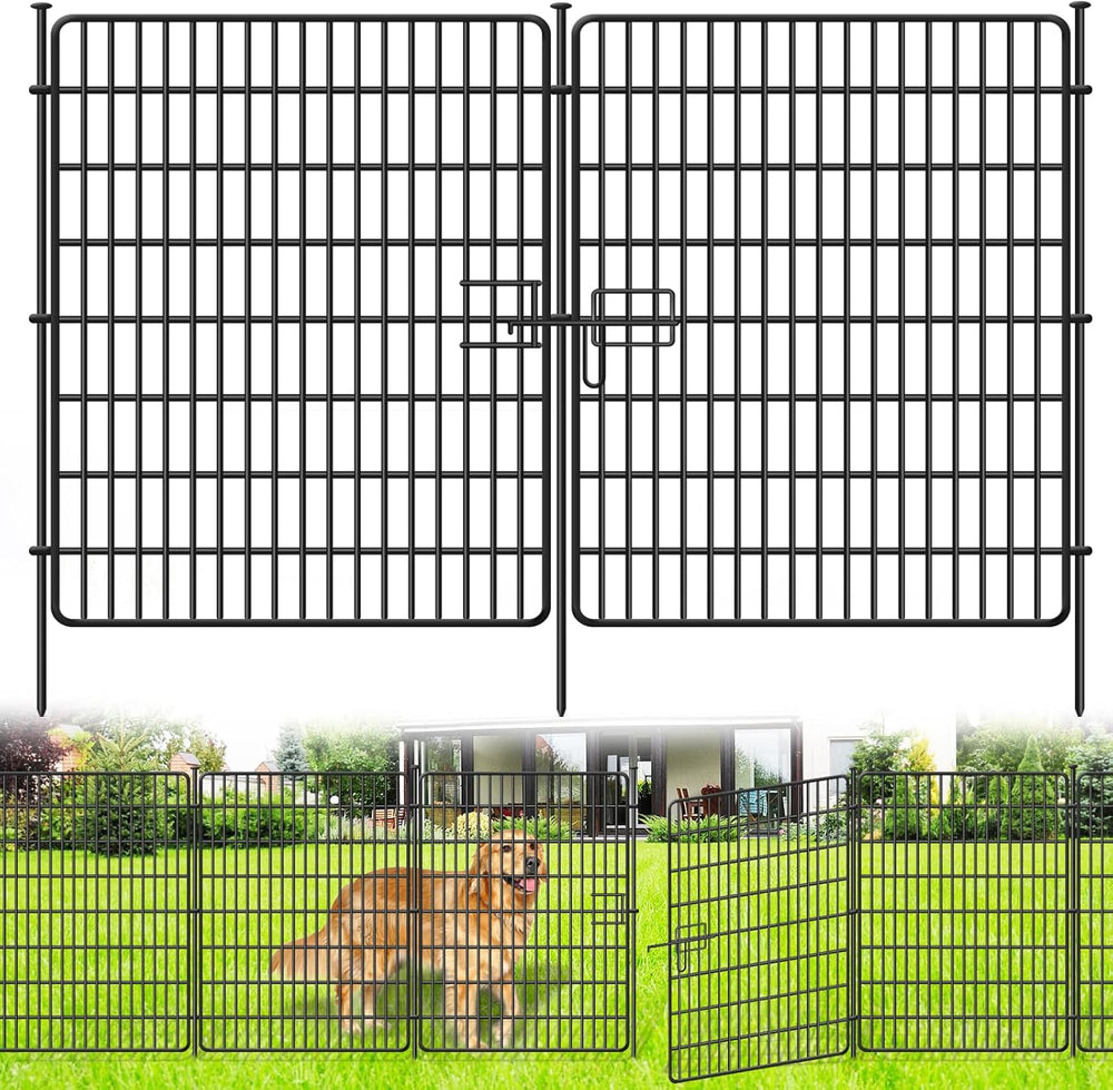 15 Panels No Dig Fence with Gate, 32 in(H) X 36 ft(L) Garden Decorative Fence...
