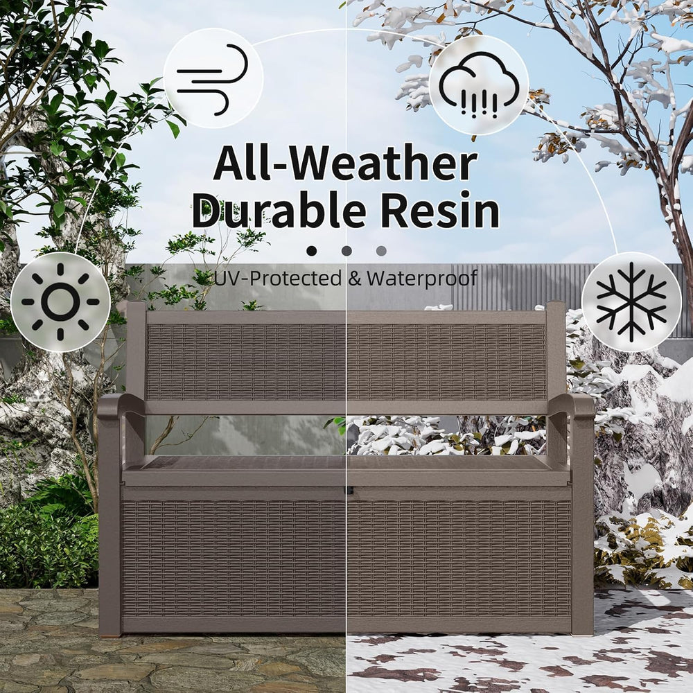 EasyUp 80 Gallon Outdoor Storage Bench Lockable Deck Box Outdoor Storage Box ...