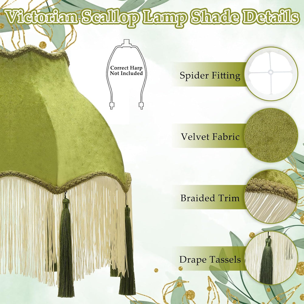 Vihose Victorian Scallop Lampshade Large 7.5 x 15.8 x 15 In Replacement