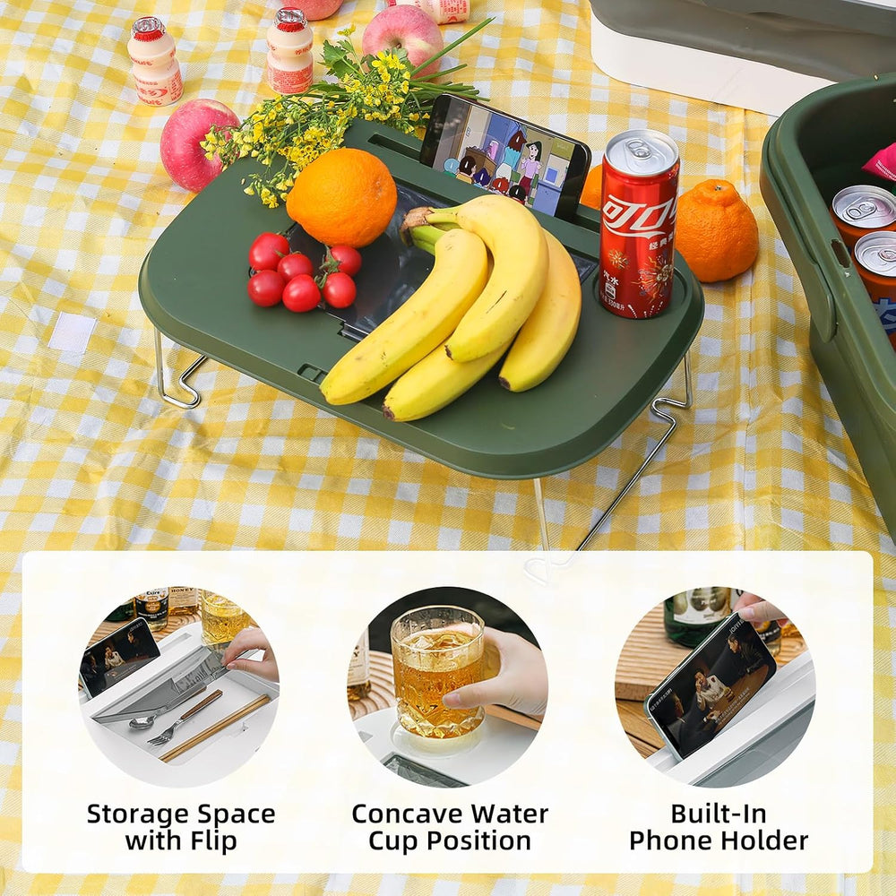 Collapsible Picnic Basket 16L, Folding Basket for Picnic with Lid Table, Wate...