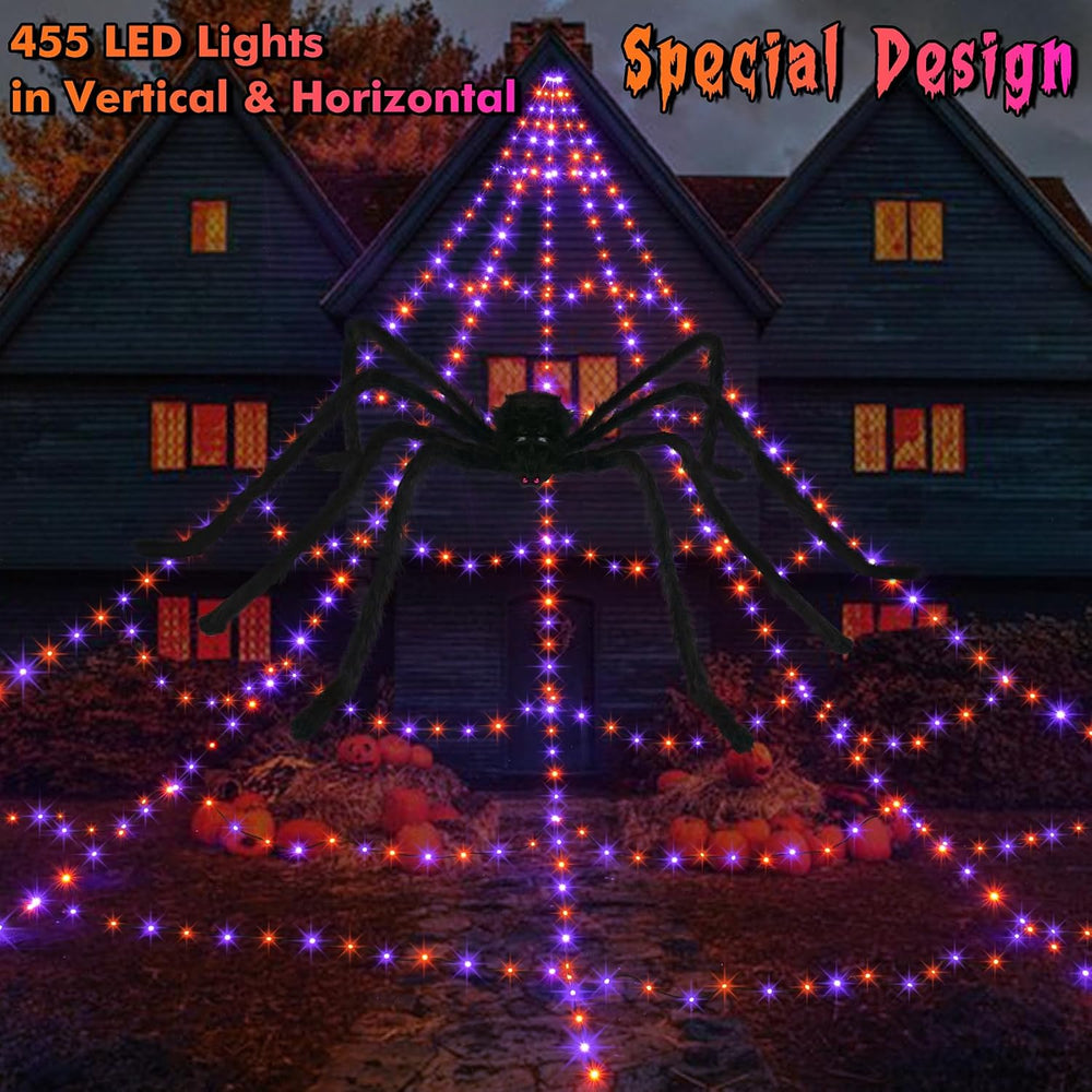 Halloween Spider Web Lights Decoration 455 LED Spider Webs Halloween Decorati...