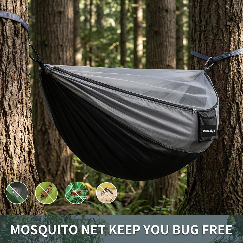 Camping Hammock with Mosquito Net, 650 lbs Portable Hammock with Tree Straps,...