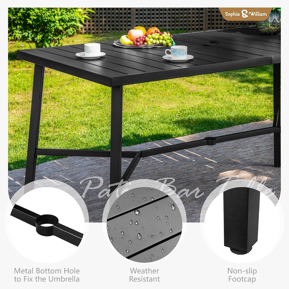 Sophia & William Outdoor Bar Height Table, 67”L x 35.5”W x 39.7”H