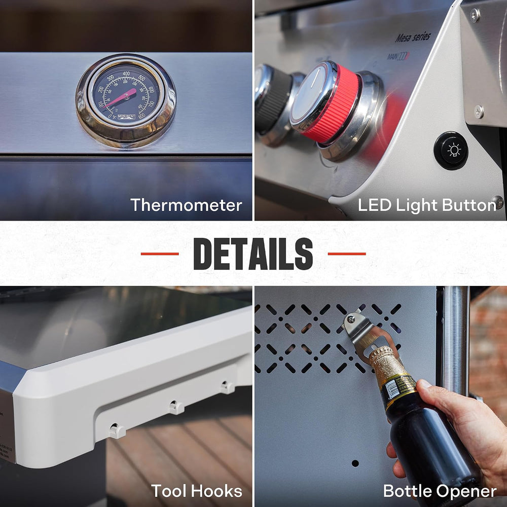Monument Grills 4 Burner Propane Gas Grill, Stainless Steel Outdoor Patio Bar...