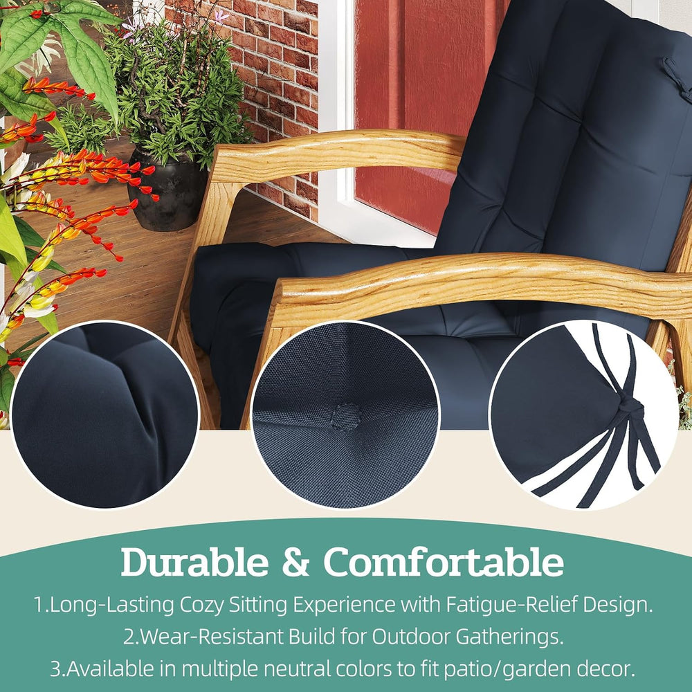 Outdoor Chair Cushions 42x21x4 Inch Set of 2, Dark Blue