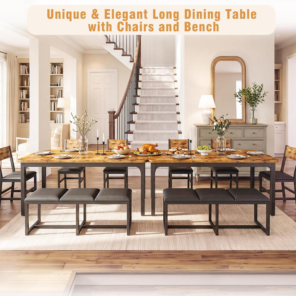 5-Piece Dining Table Set for 6, 63'' Long Kitchen Table Cushion Chair...