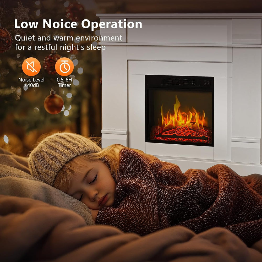 ROVSUN 47'' Electric Fireplace with Mantel, Freestanding Heater with ...