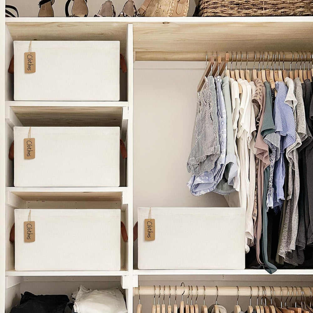 CHICVITA 30L Large Fabric Closet Baskets for Shelves, 4Pack, Beige
