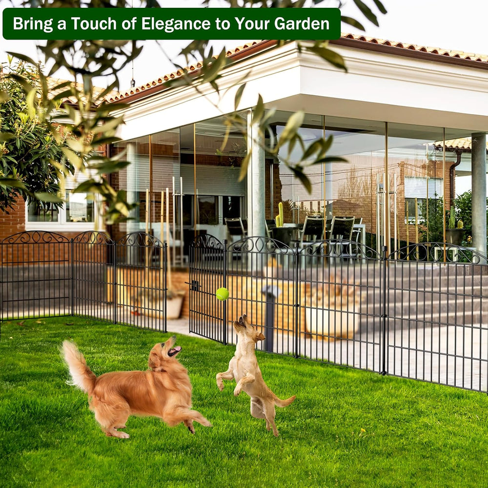 12 Panel No Dig Decorative Garden Fence with Gate 30" H x 22.72'L fo...