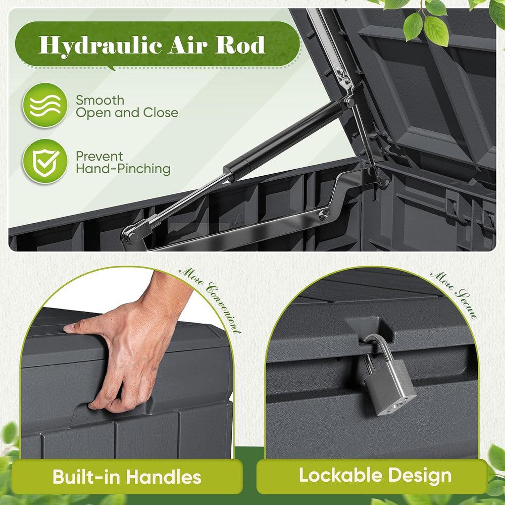 Flamaker 80 Gallon Outdoor Storage Box, Resin Deck Box Waterproof Patio Bin