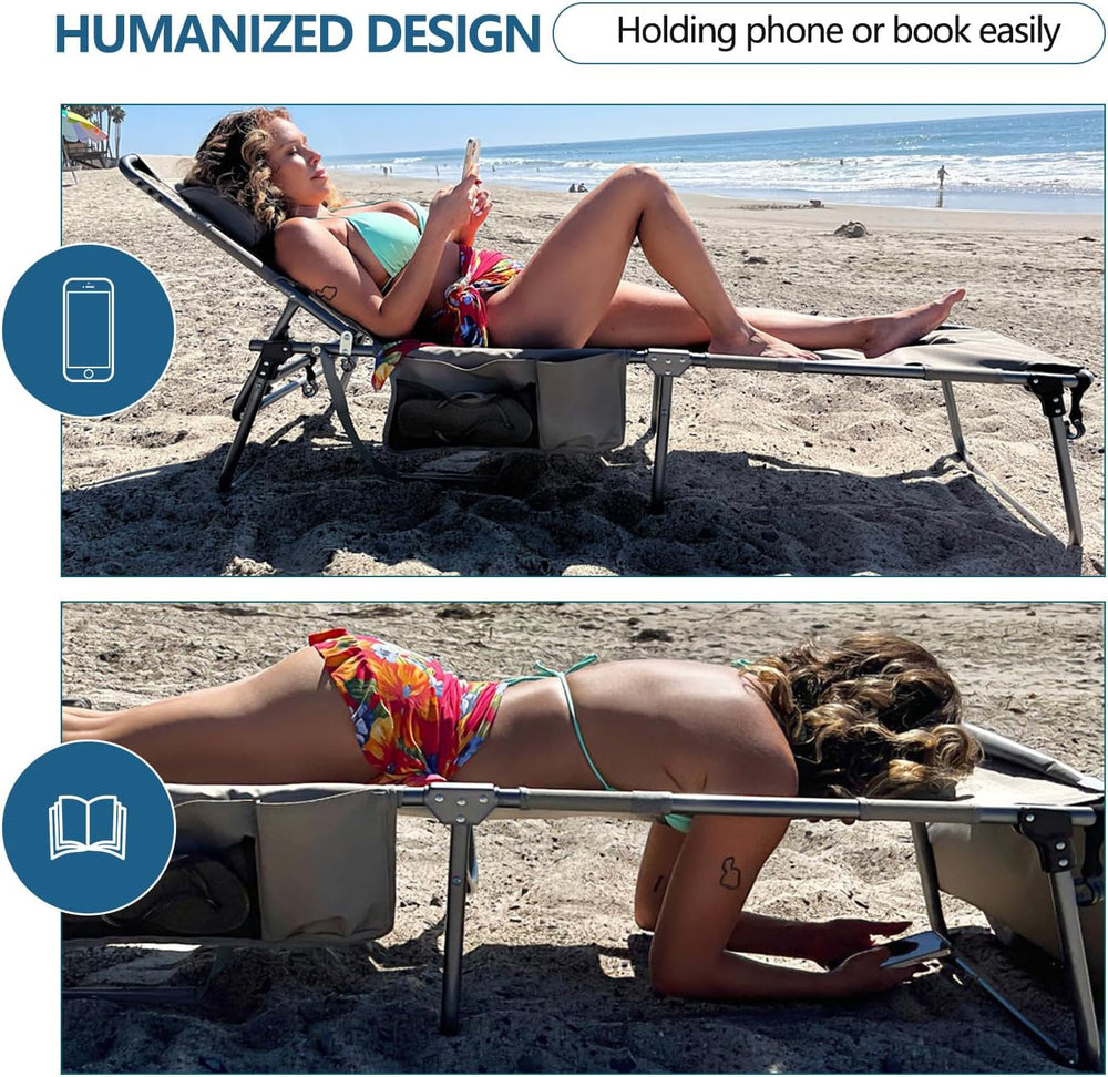 Tanning Chair with Face Hole, Adjustable Folding Chaise Lounge Chairs for Out...
