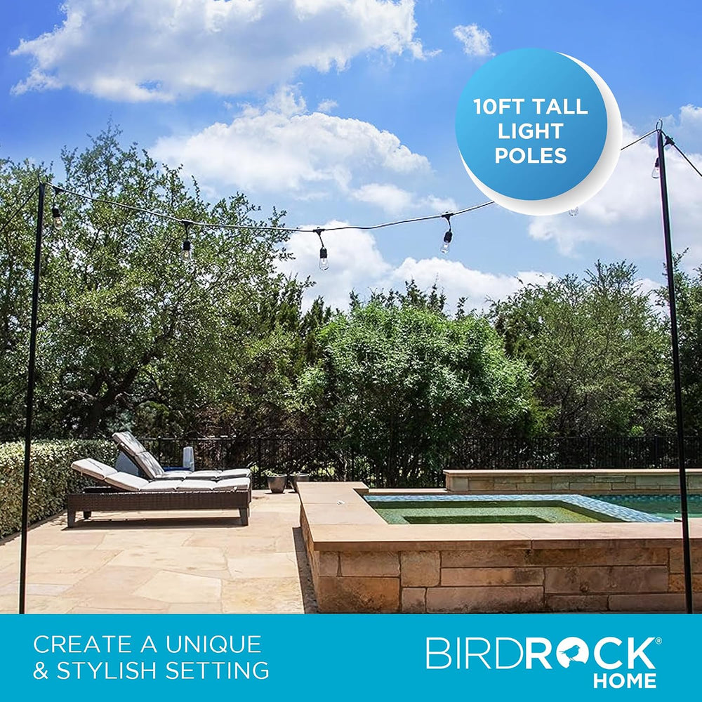 BIRDROCK HOME Poles for Outdoor String Lights - Weather Resistant, Durable, E...
