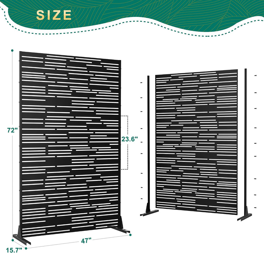 72" H×47" W Metal Privacy Screen Outdoor Privacy Screen Freestandin...