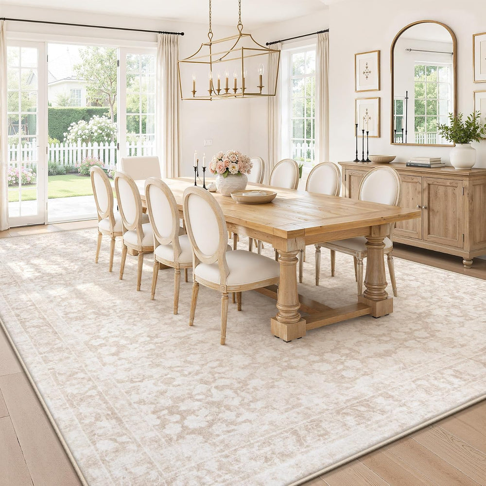9x12 Area Rug for Living Room: Boho Vintage Washable Rug Non-Slip Soft Stain ...