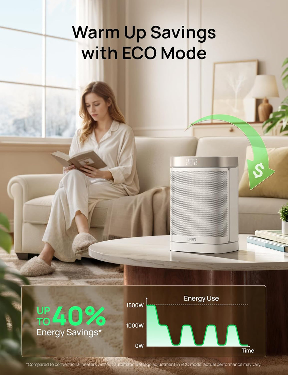 DREO Atom One Space Heater with Remote, 70°Oscillating Electric Heaters with ...