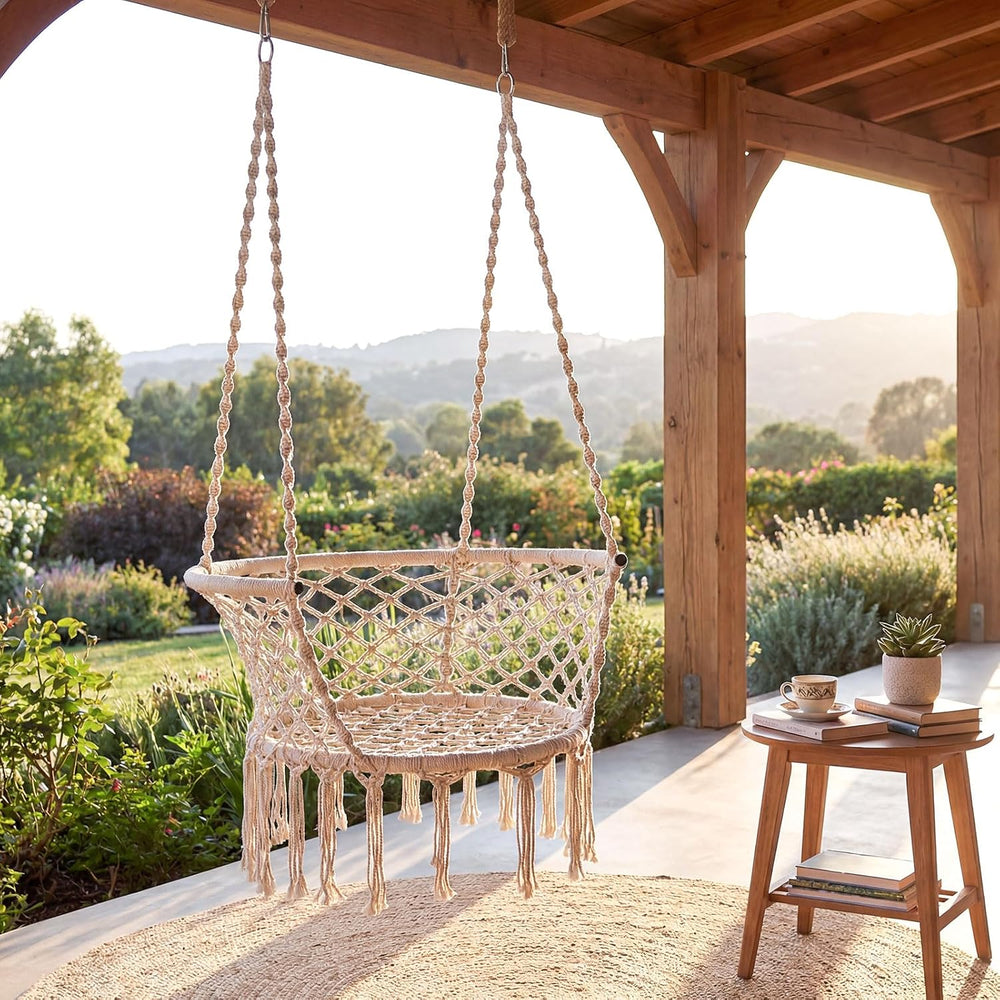 Giantex Hammock Chair, Macrame Swing Chair with 350 Lbs Capacity, Handwoven T...