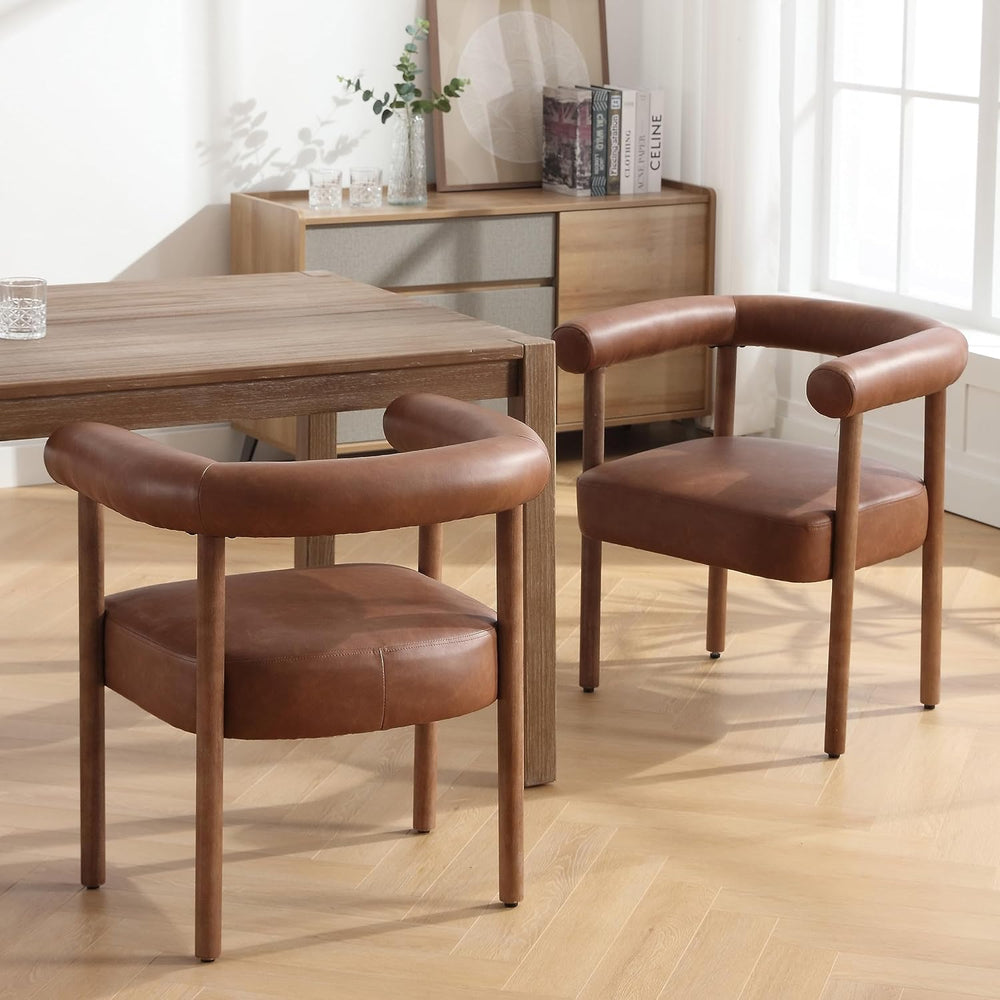 RIVOVA PU Leather Dining Chairs Set of 6, Modern Upholstered Dining Chairs, C...