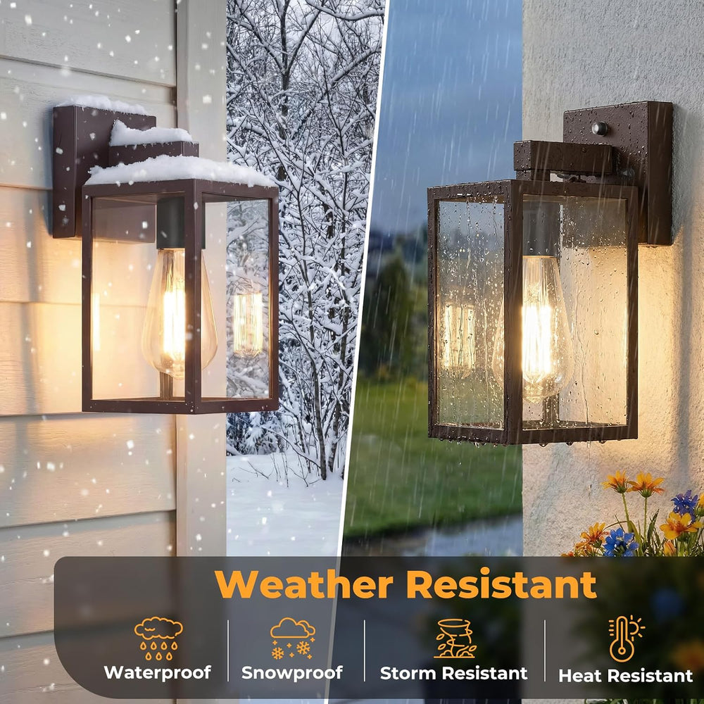 FOLKSMATE 3 Pack Dusk to Dawn Outdoor Wall Sconce, Dark Chocolate