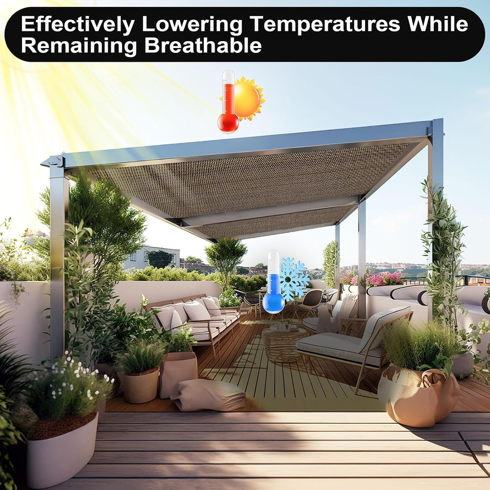 Artpuch 90% Sun Shade Cloth, 10 x 12 FT Pergola Shade Cover Canopy with Gromm...