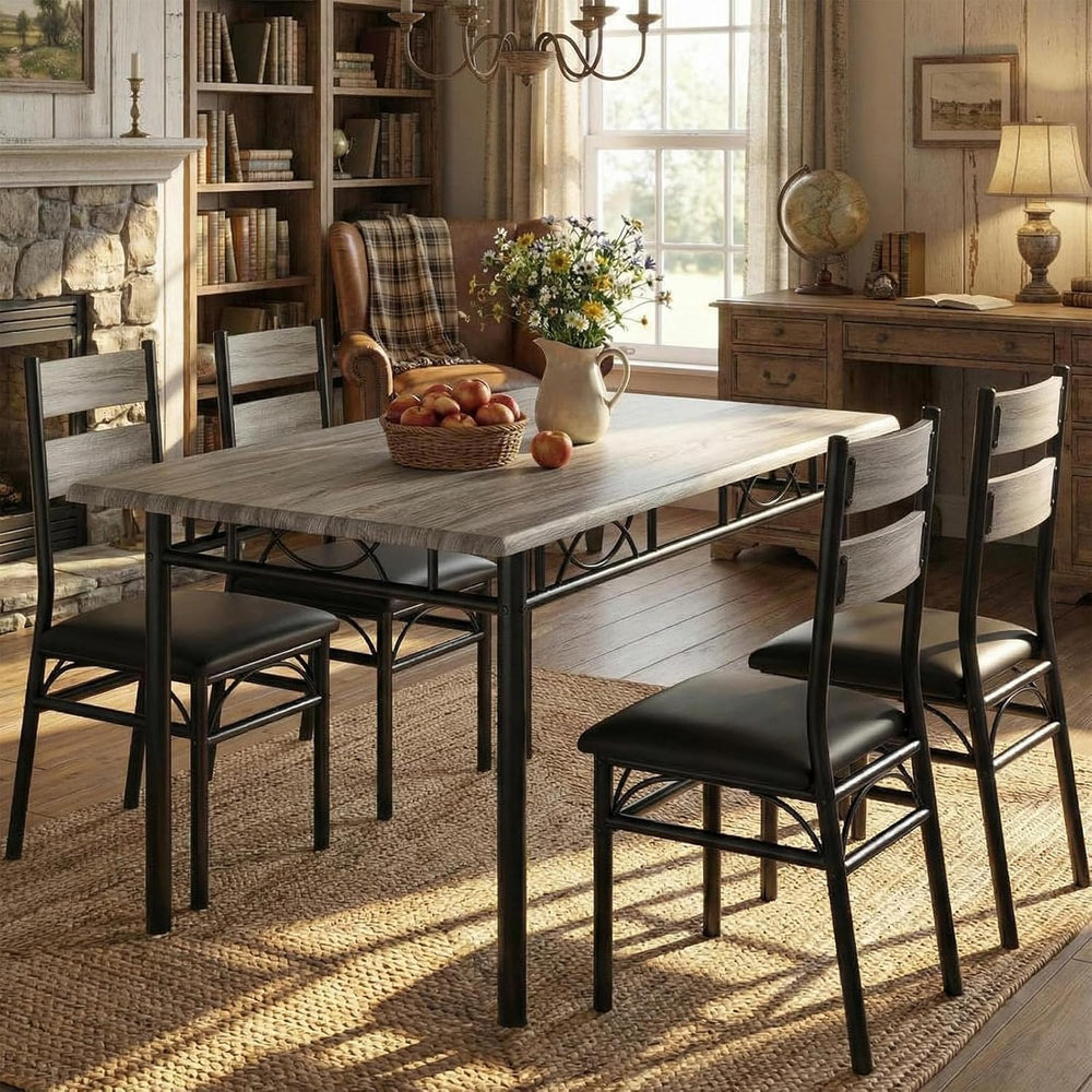 IDEALHOUSE Rectangular Kitchen Table and Chairs Set for 4, 5 Piece Dining Tab...