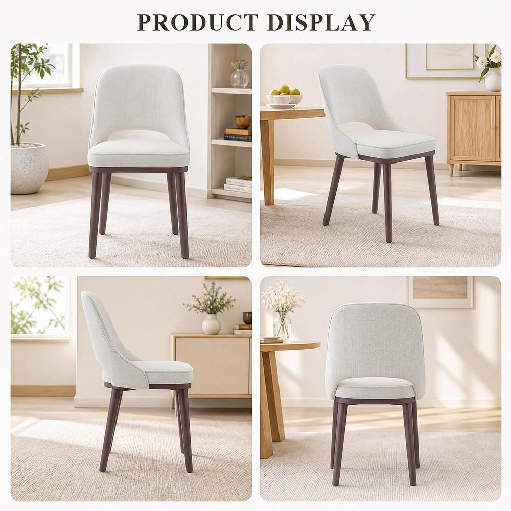 MALOL Wooden Dining Chairs Set of 6, Modern Fabric Upholstered Dining Room Ch...