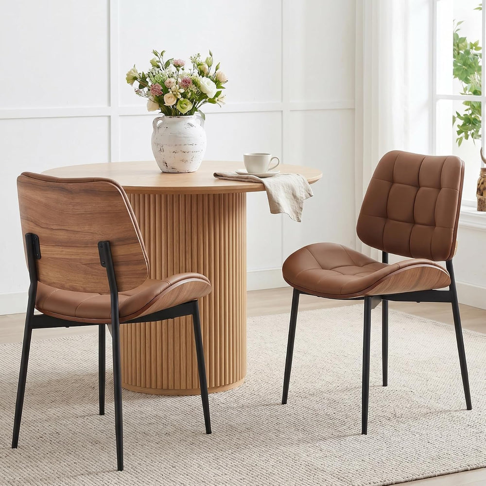 Mid Century Modern Dining Chairs Set of 2, Brown