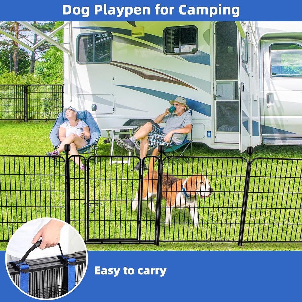 ADAVIN 32in Tall Garden Fence, 4 Panels Dog Fence, Low Threshold Gate | 8.9Ft...