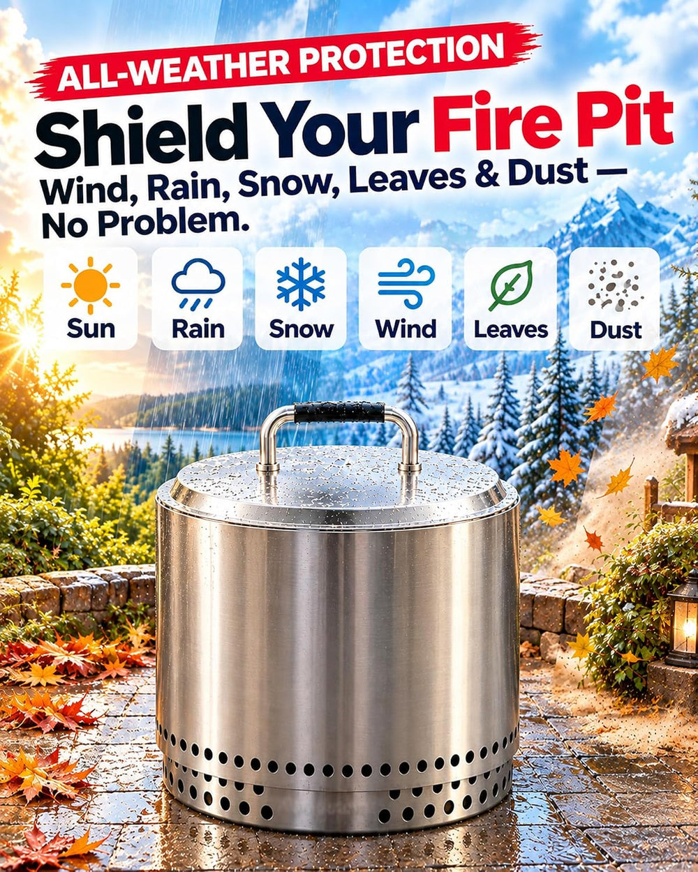 Fire Pit Lid for Solo Stove Ranger 2.0 & 1.0 Accessories, Stainless Steel