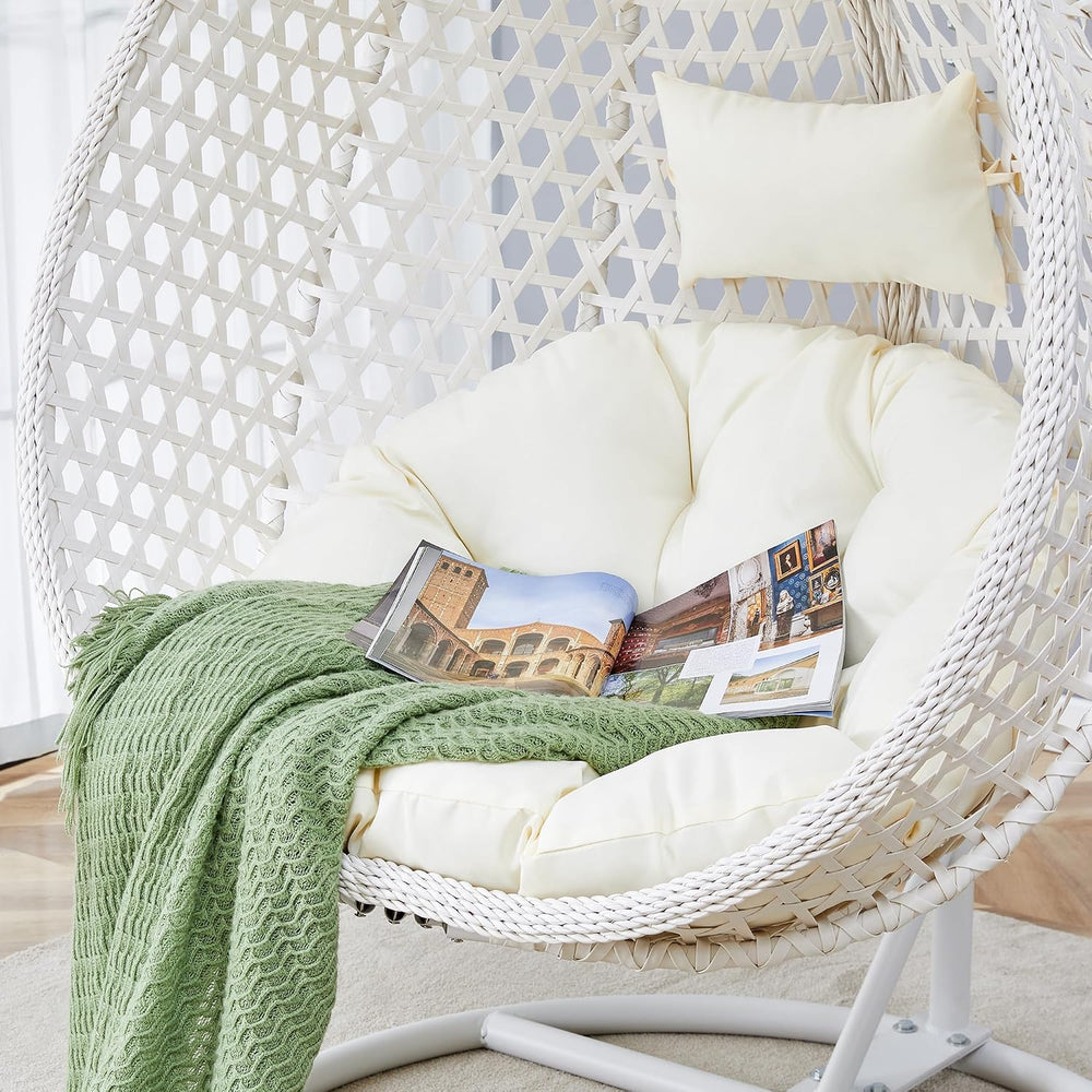 Egg Swing Chair with Stand Outdoor Indoor, Hanging Egg Chair with Cushions an...