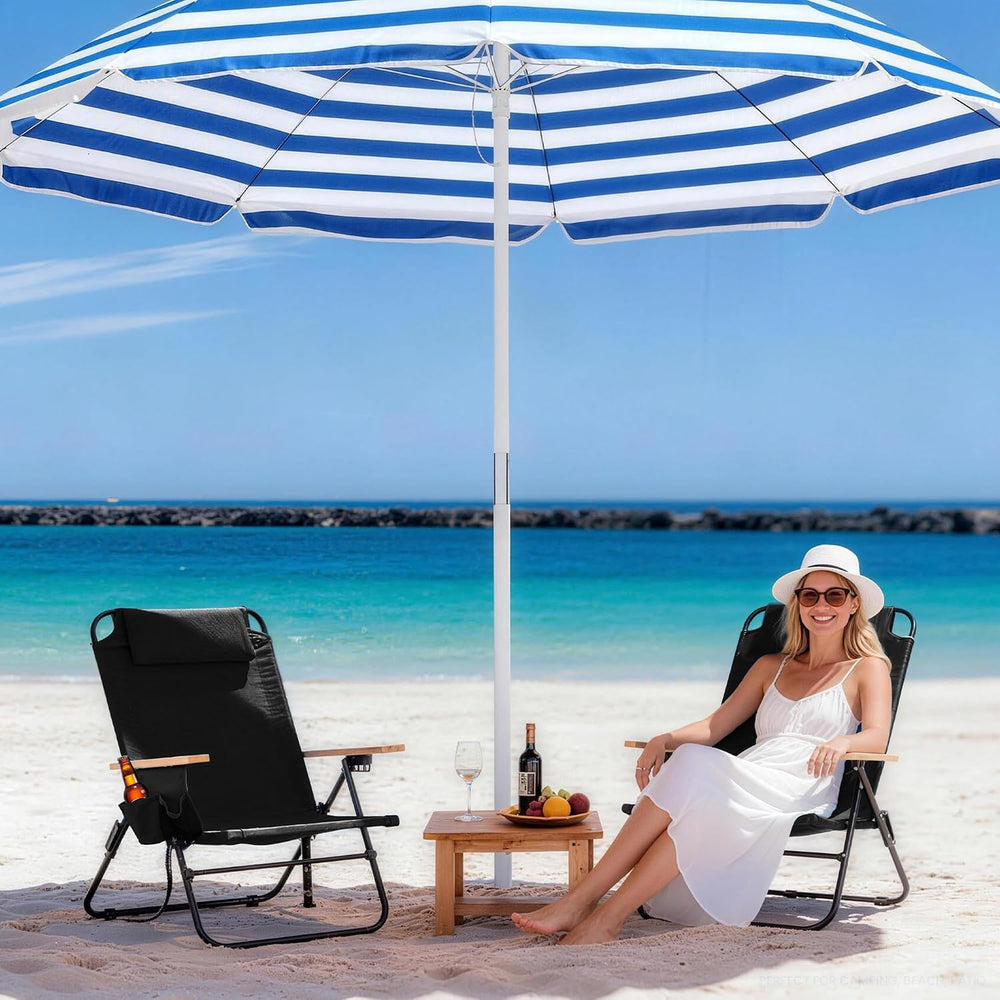 Premium Portable Camping Chair 5-Position Recliner Beach Folding Lightweight ...