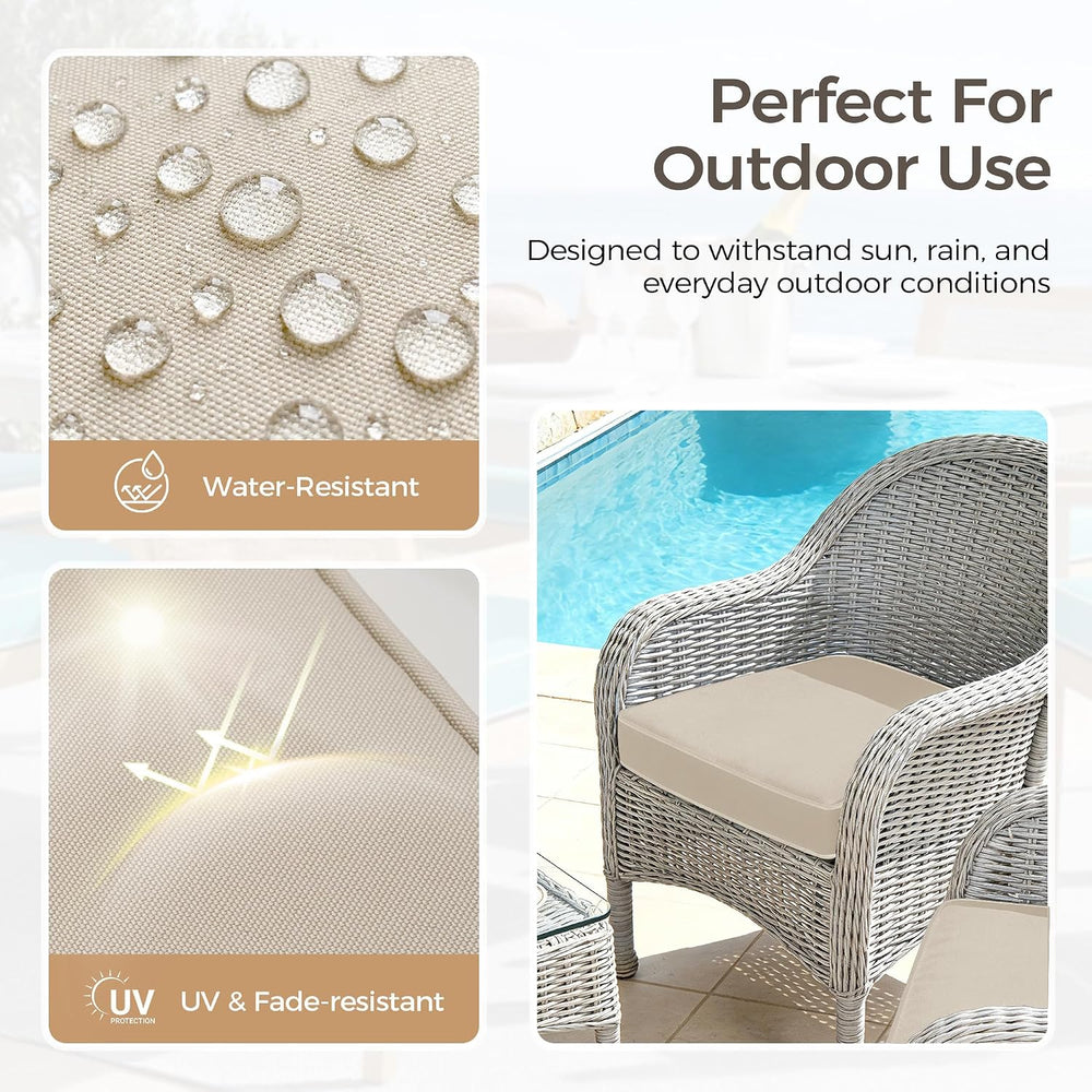 UNIKOME Outdoor Chair Cushions Set of 4, Water Resistant Patio Seat Cushions ...