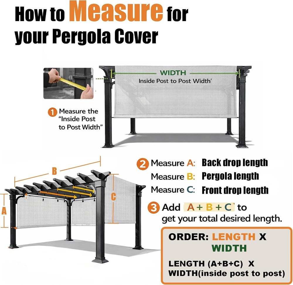 Alion Home Waterproof Pergola Cover - Universal Replacement Canopy (12' L...